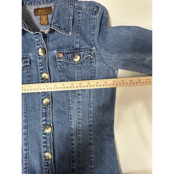 Women’s Denim Jacket Size XS Button Front Aura By The Women Of Wrangler - Picture 8 of 10